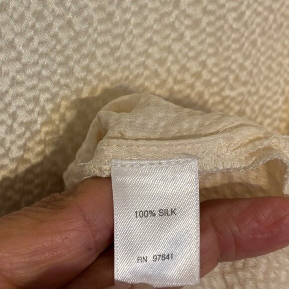 100% Silk Pure Jill Womens XX Large Ivory Textured Boxy Top Quiet Elegance - Picture 5 of 12